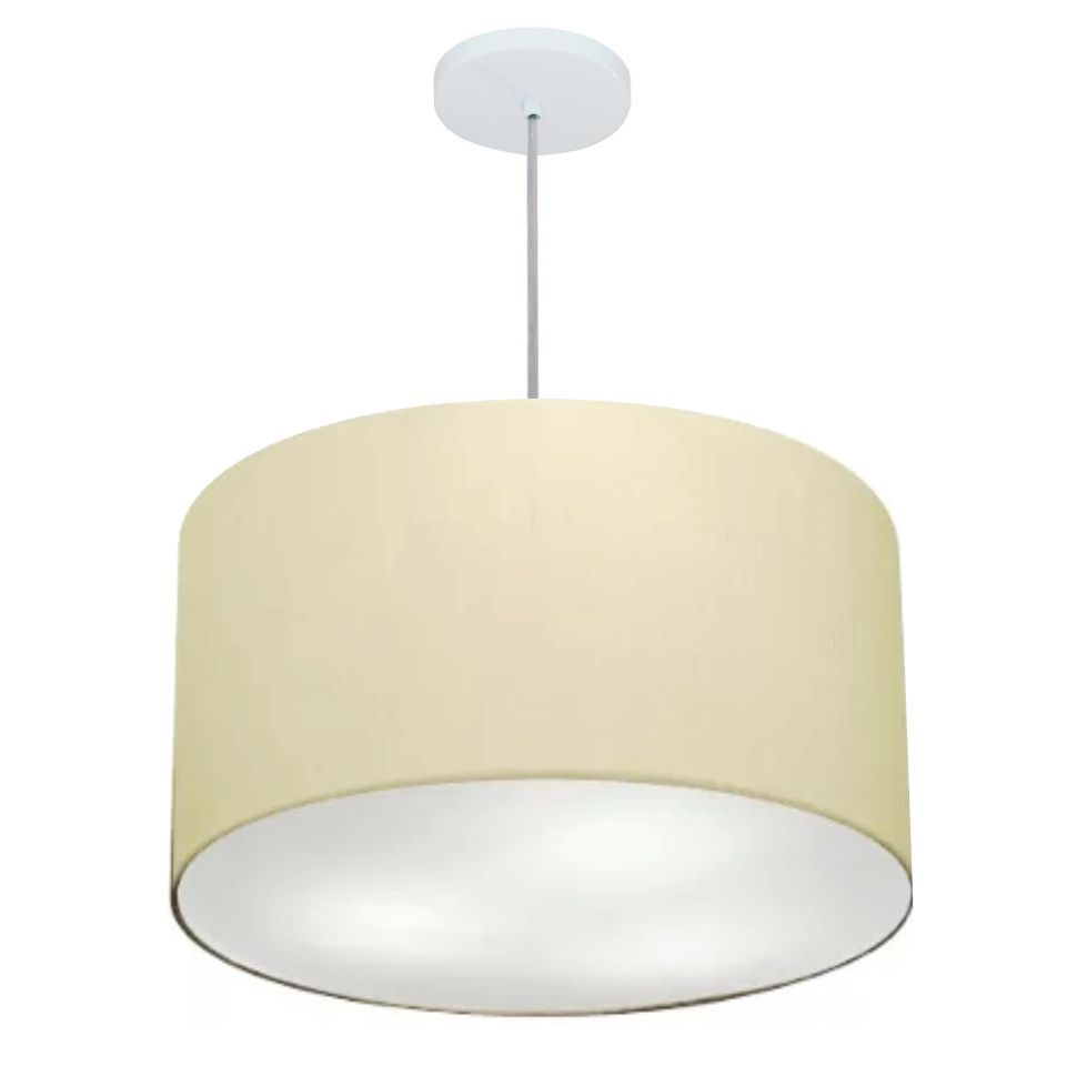 Pendente Cilíndrico Md-4257 Cúpula em Tecido 45x30cm Algodão Crú - Bivolt