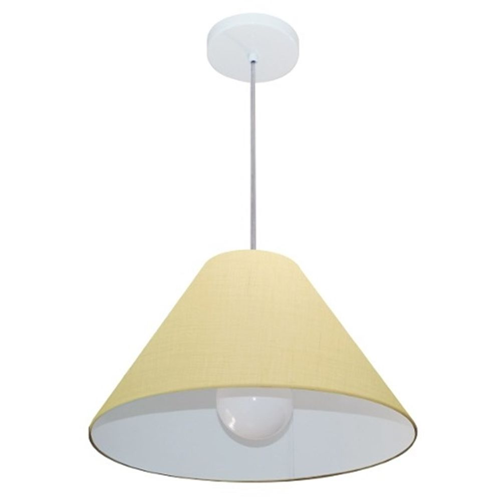 Pendente Cone Md-4078 Cúpula em Tecido 25-40x15cm Algodão Crú - Bivolt