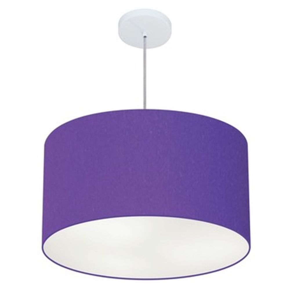 Pendente Cilíndrico Md-4101 Cúpula em Tecido 60x30cm Roxo - Bivolt