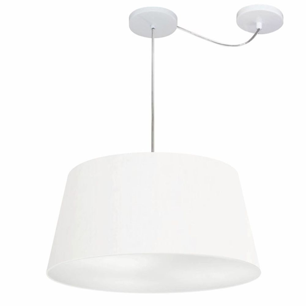 Pendente Cone Com Desvio Md-4282 Cúpula Tecido 21/40x50cm Branco - Bivolt