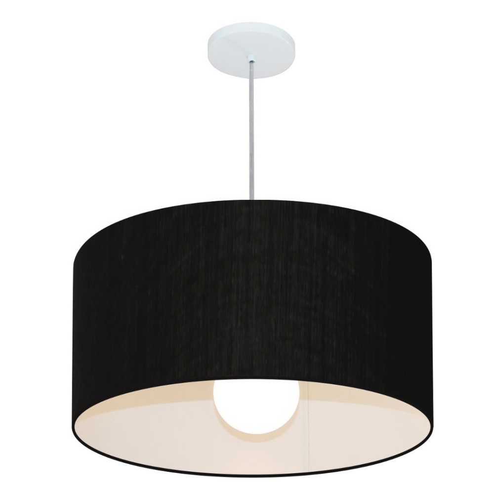 Pendente Cilíndrico Md-4207 Cúpula em Tecido 55x25cm Preto - Bivolt