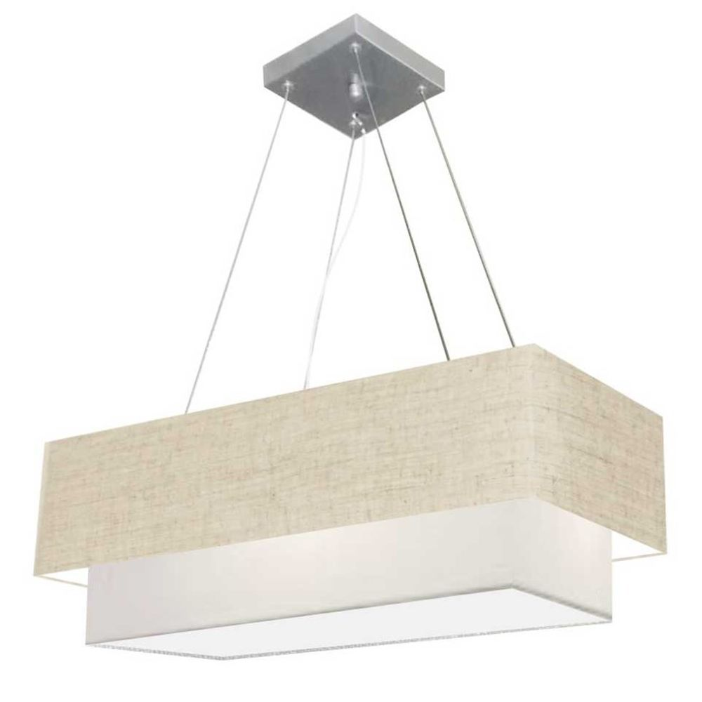 Pendente Duplo Retangular Vivare Md-4321 Cúpula em Tecido 80x40cm x 70x30cm RST/BR - Bivolt