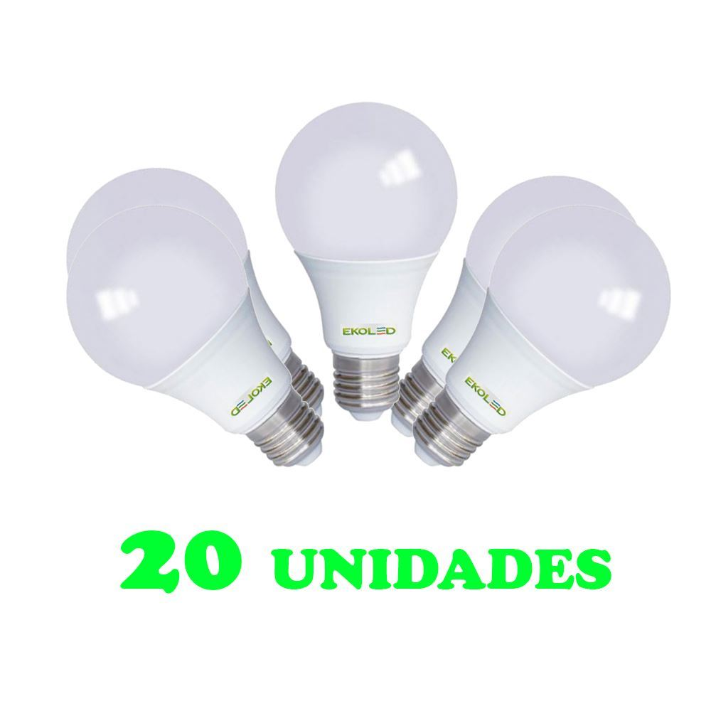 20 Lampadas Bulbo E27 12W Ed Bivolt Policarbonato Leitosa Branco