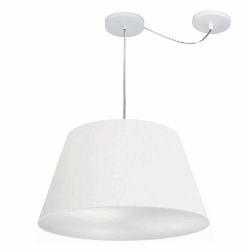 Pendente Cone Md-4283 Cúpula em Tecido 30/50x35cm Branco - Bivolt