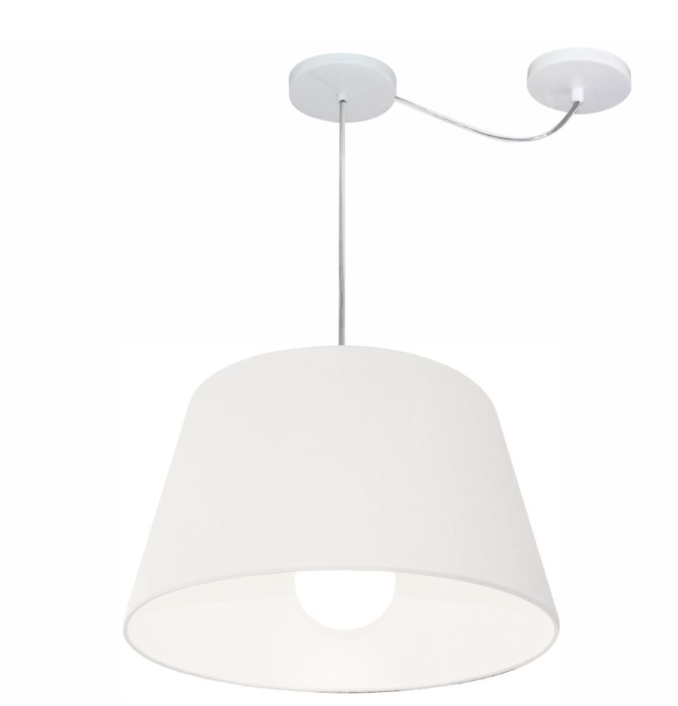 Pendente Cone Com Desvio Md-4273 Cúpula Tecido 21/30x40cm Branco - Bivolt