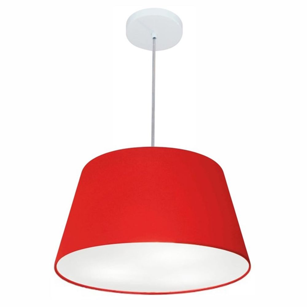 Pendente Cone Md-4021 Cúpula em Tecido 21-40x30cm Vermelho - Bivolt