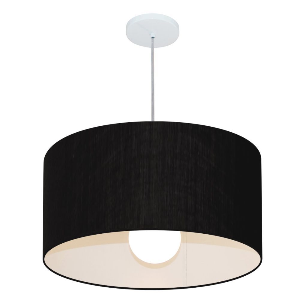 Pendente Cilíndrico Md-4208 Cúpula em Tecido 55x30cm Preto - Bivolt