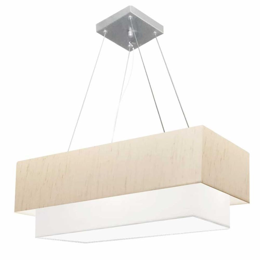 Pendente Duplo Retangular Vivare Md-4321 Cúpula em Tecido 80x40cm x 70x30cm LLA/BR - Bivolt