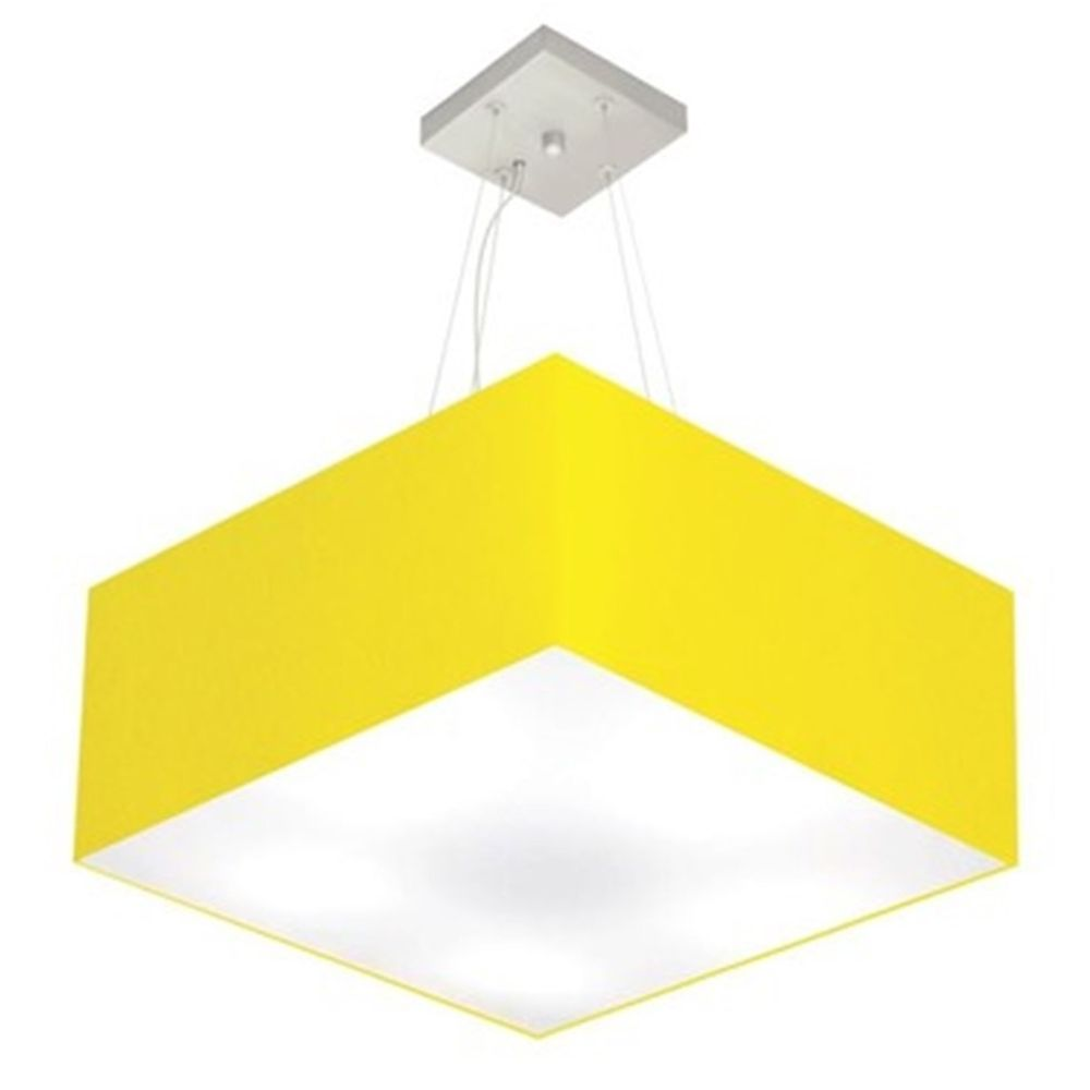 Pendente Quadrado Md-4006 Cúpula em Tecido 21-50x50cm Amarelo - Bivolt