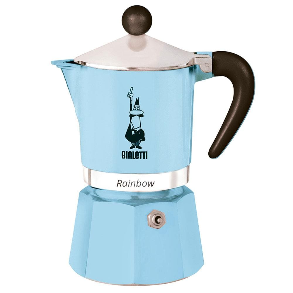 Cafeteira Italiana Bialetti Rainbow em Alumínio 3 Xícaras Azul Clara