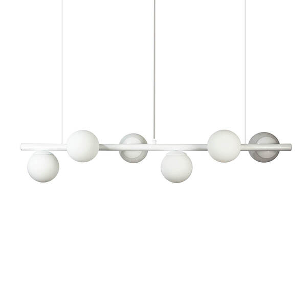 Lustre Pendente Figo BRANCO - 6 Globos Esfera de Vidro Branco