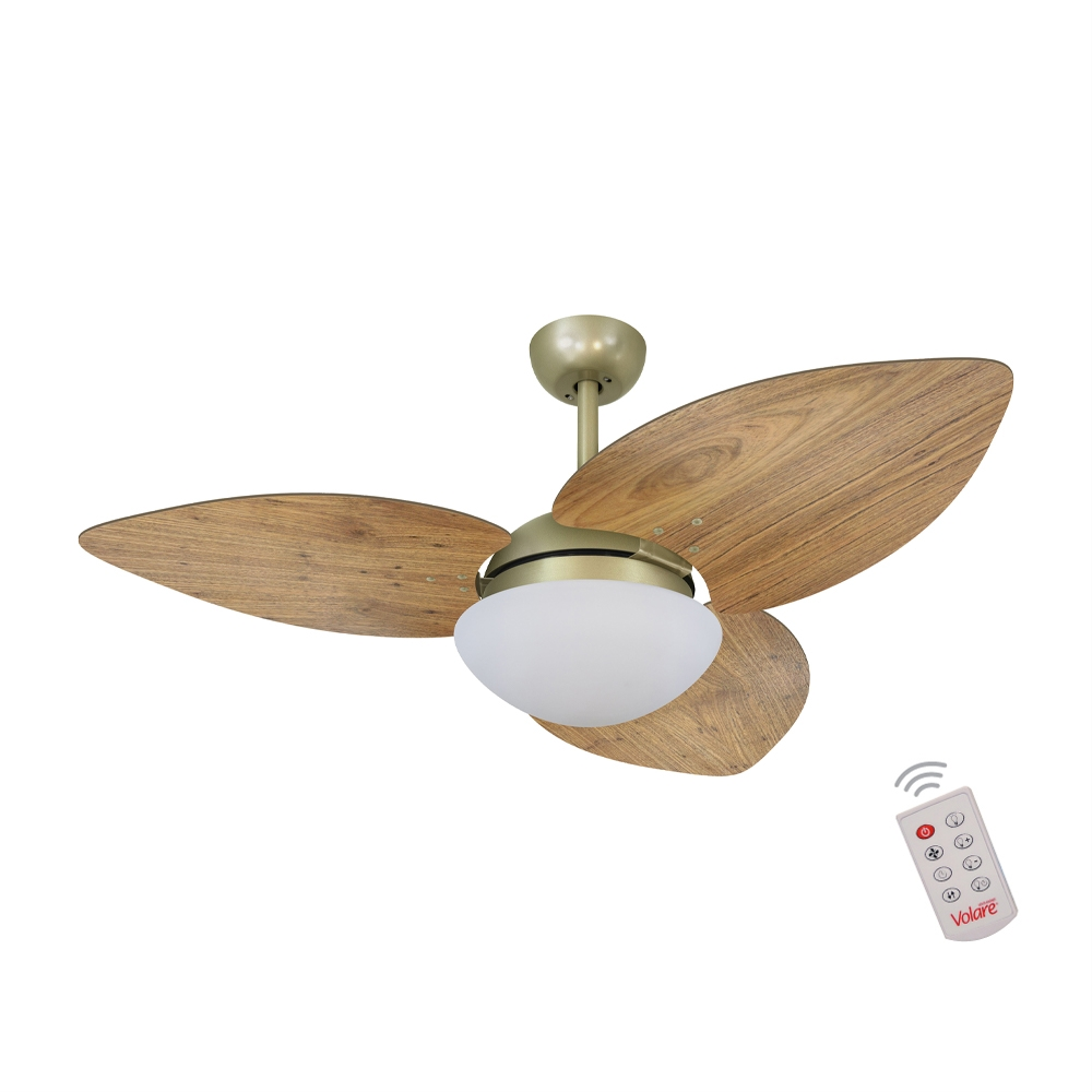 Ventilador de Teto Kovalski Gold 3 Pás Rádica Freijó 127V com Controle