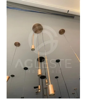 Pendente Kit Suspensão Haste Longa 03 Lâmpada E27 Cobre - T.Y Iluminação