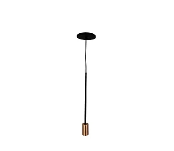 Pendente Kit Suspensão Haste Longa 01 Lâmpada E27 Preto/Cobre