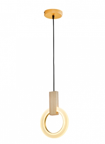 Pendente Led Olson 3000K 8W Bivolt Gold Amadeirado - Hevvy