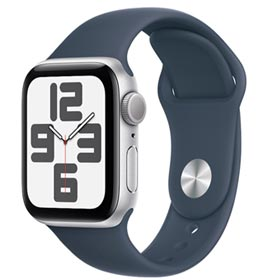 Apple Watch SE (GPS 40 mm) Caixa Prateada de Alumínio Pulseira Esportiva Azul-tempestade PM