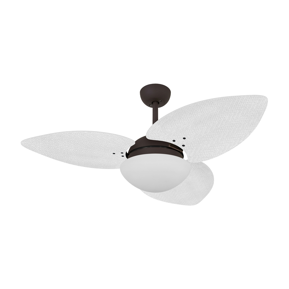 Ventilador de Teto Kovalski Marrom Texturizado 3 Pás Palmae Branco 2207V