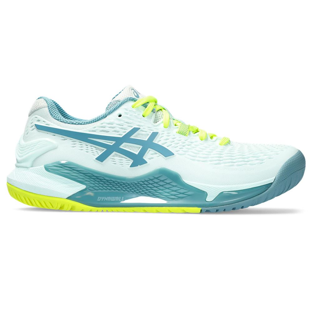 Tênis ASICS GEL-Resolution 9 - Feminino - Azul, Turquesa e Verde