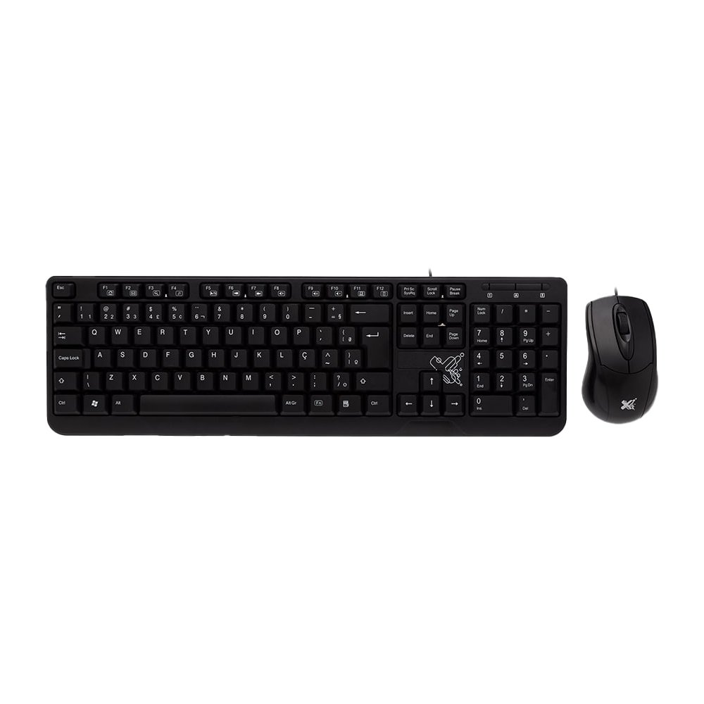 Kit Teclado e Mouse com Fio Maxprint | USB 2.0, 1000 DPI, Padrão ABNT-2, Preto