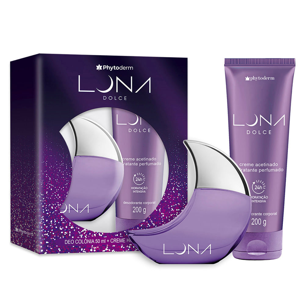 Kit presente phytoderm luna dolce deo colônia 50ml + creme acetinado 200g único