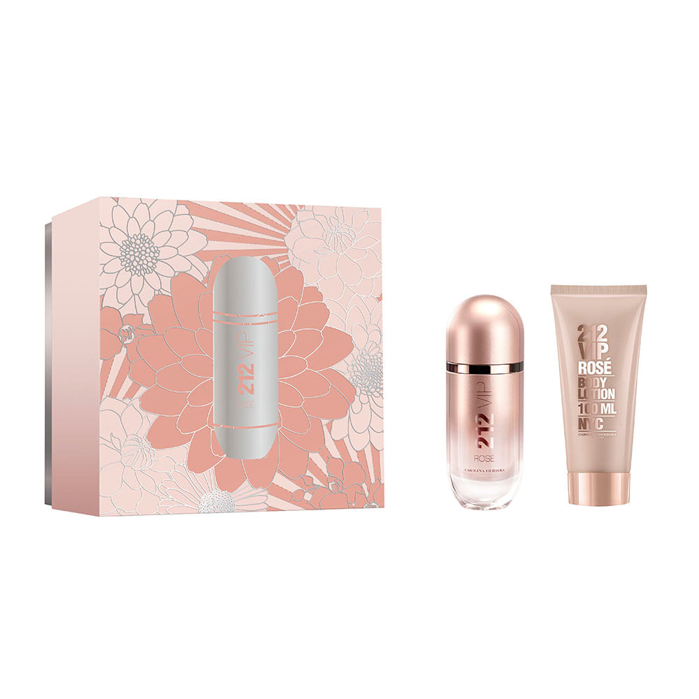 Kit perfume carolina herrera 212 vip rosé eau de parfum feminino 80 ml e hidratante corporal 100 ml único