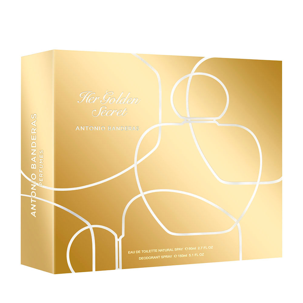 Kit perfume antonio banderas her golden secret eau de toilette 80ml e desodorante spray 150ml único