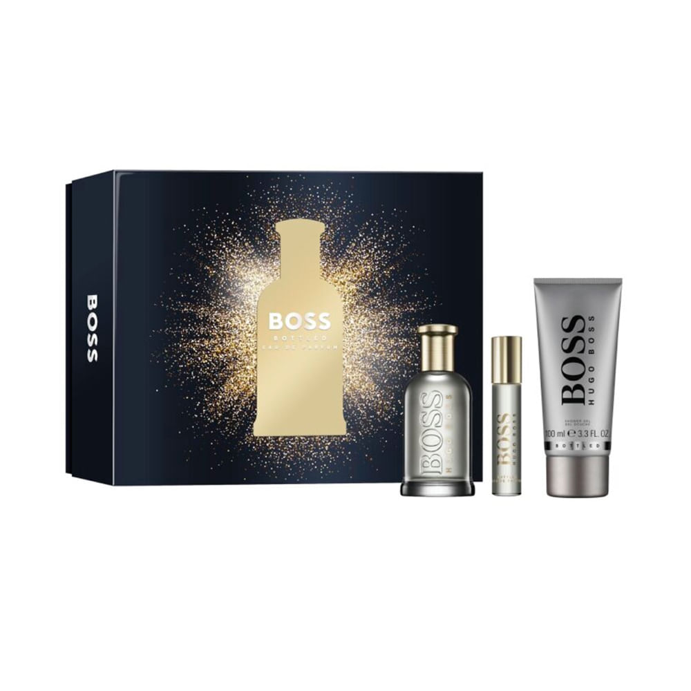 Kit coffret boss bottled eau de parfum 100ml com travel size 10ml e shower gel 100ml XM23