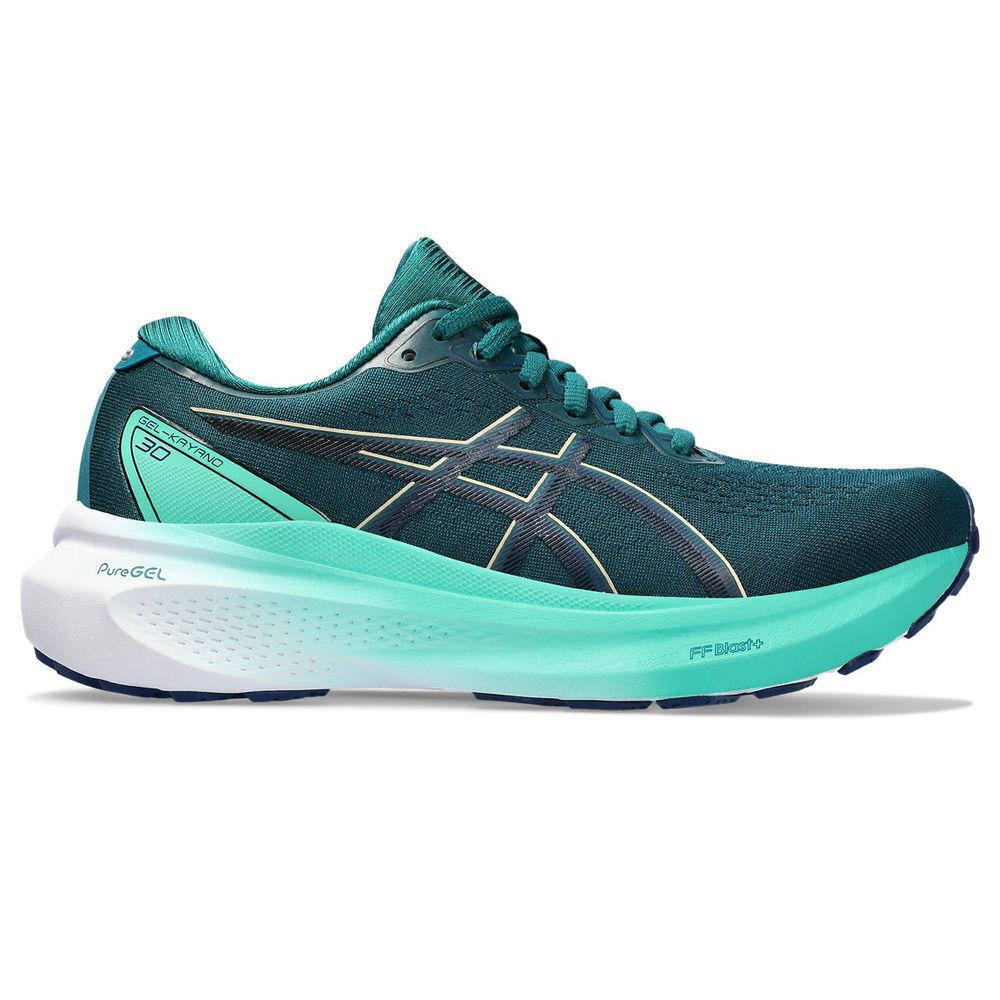 Tênis ASICS GEL-Kayano 30 - Feminino - Verde e Azul Marinho com Branco