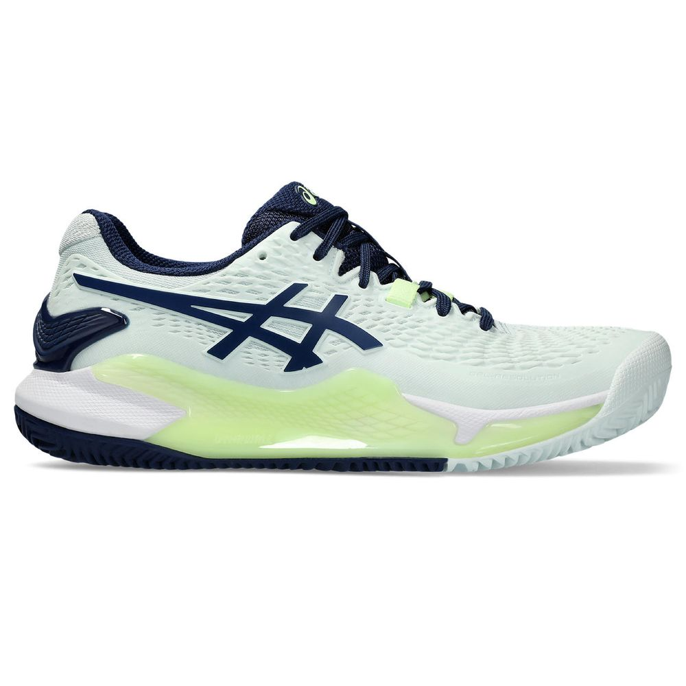 Tênis ASICS GEL-Resolution 9 Clay - Feminino - Verde com Azul Marinho e Branco