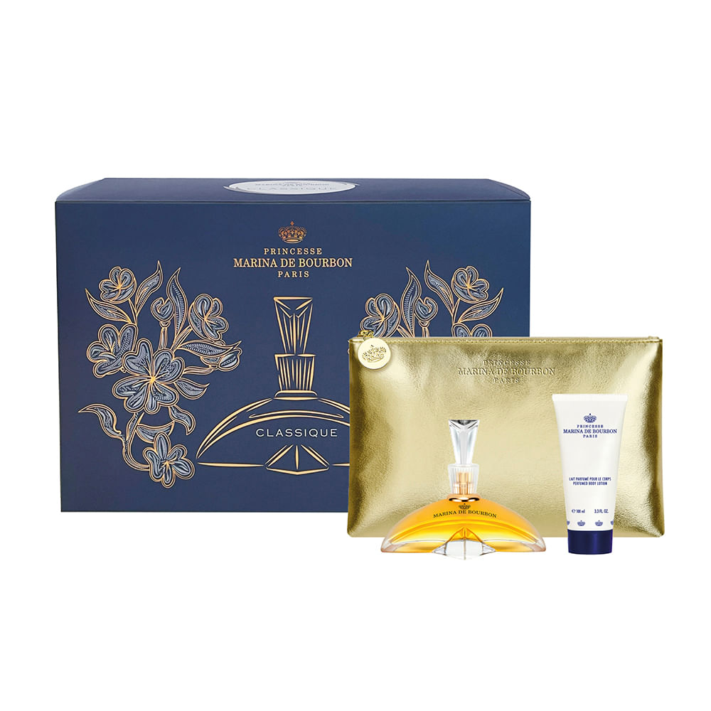 Coffret kit marina de bourbon classique com brinde body lotion e necessaire