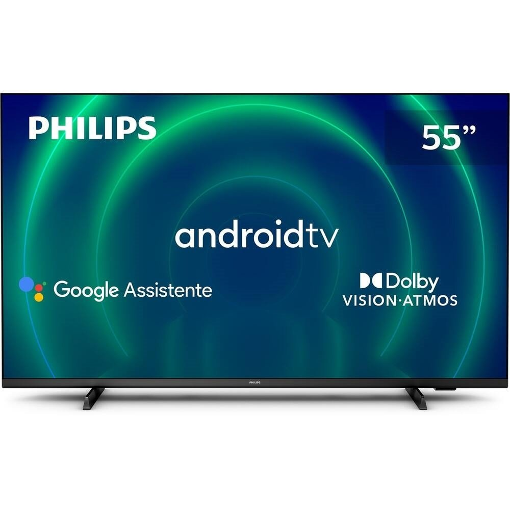 Smart TV LED 55" Philips 55PUG7406/78 4K UHD Android com Wi-Fi, 2 USB, 4 HDMI, Dolby Vision e Atmos, 60Hz