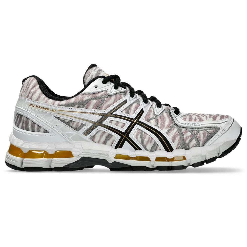 Tênis ASICS GEL-Kayano 20 x Kenzo - Unissex - Branco e Rosa com Preto e Amarelo