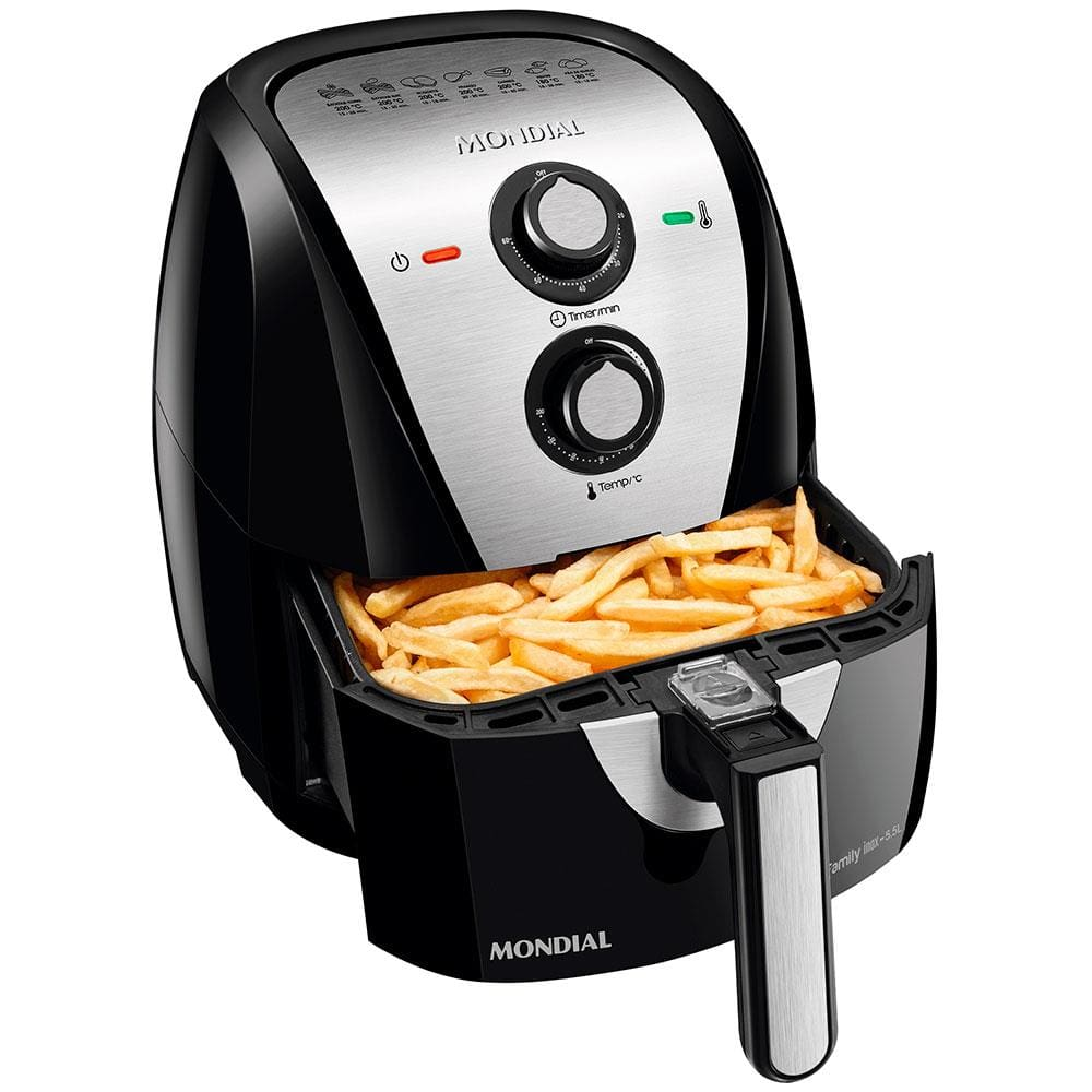 Fritadeira Elétrica Sem Óleo Air Fryer Mondial Grand Family AF-55I 5,5L Preta/Inox - 110V