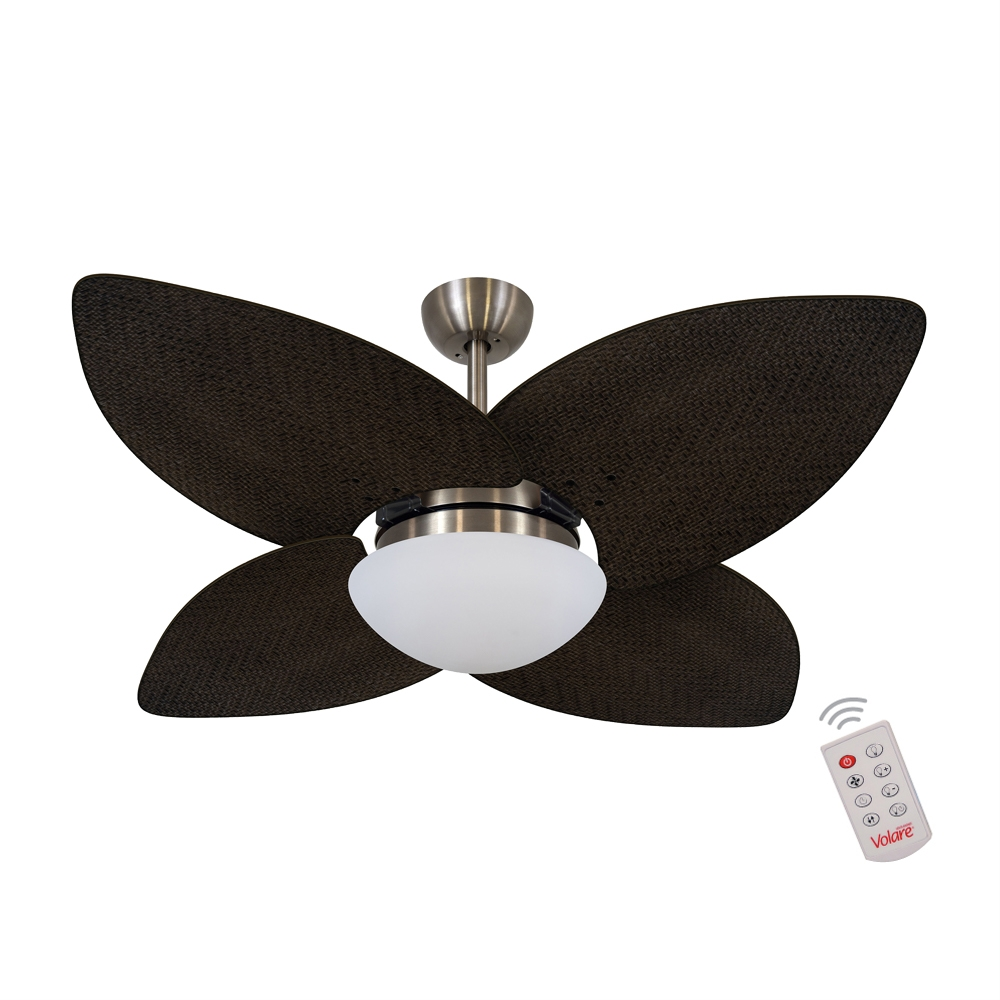 Ventilador de Teto Kovalski Bronze 4 Pás Palmae Tabaco 127V com Controle