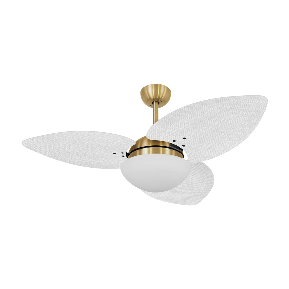 Ventilador de Teto Kovalski Dourado 3 Pás Palmae Branco 220V