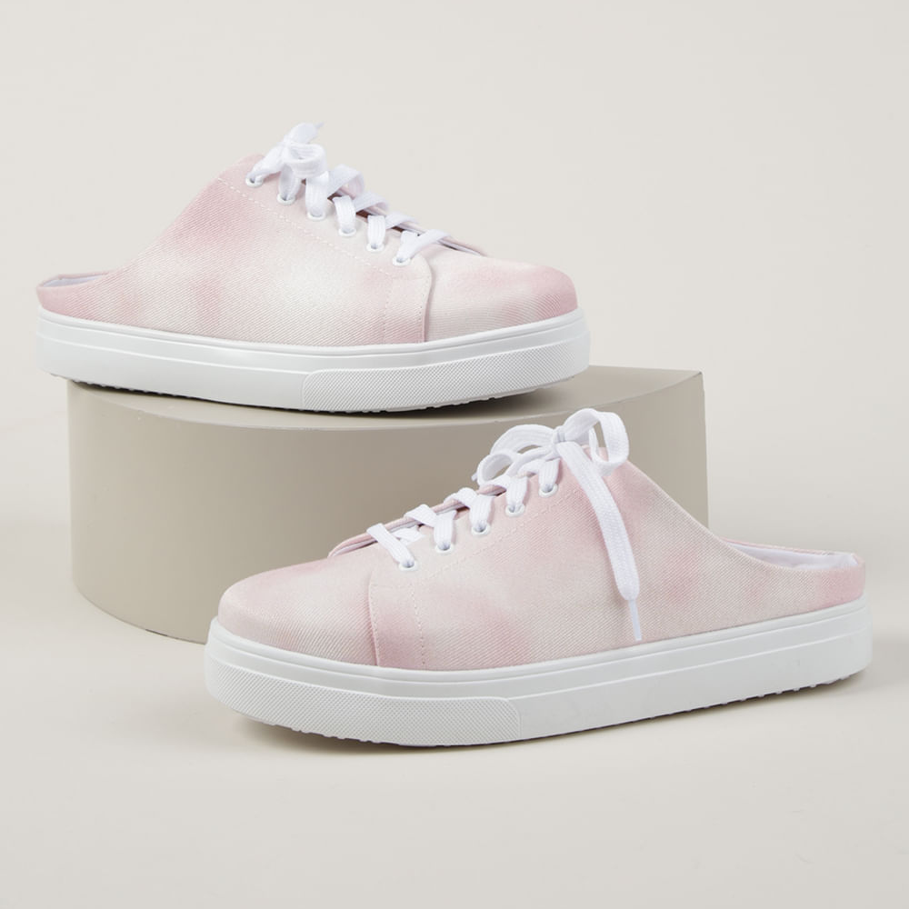 Tênis Mule Feminino Oneself Estampado Tie Dye Rosa