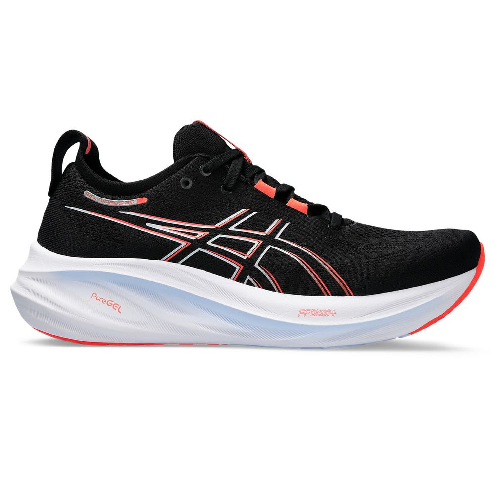 Tênis ASICS GEL-Nimbus 26 - Masculino - Preto com Branco e Vermelho