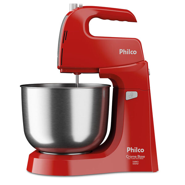 Batedeira Philco Crome Base Inox Turbo Duo Mixer 4L 550W 220V