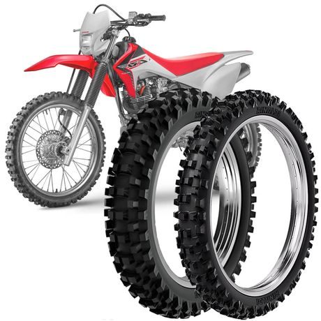 2 Pneu Moto Crf 230F Rinaldi 110/100-18 64m 80/100-21 51m RW33