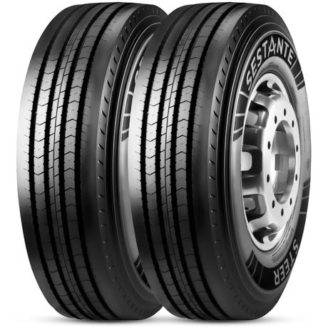 Kit 2 Pneu Sestante by Pirelli Aro 22 11.00R22 150/146L TT Steer Liso Rodoviário