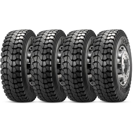 Kit 4 Pneu Pirelli Aro 22.5 275/80r22.5 149L TL TG88 Borrachudo Misto