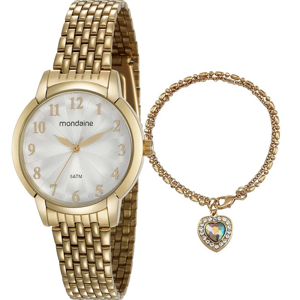 Kit Relógio Mondaine Feminino com Pulseira 53629LPMVDE1K2