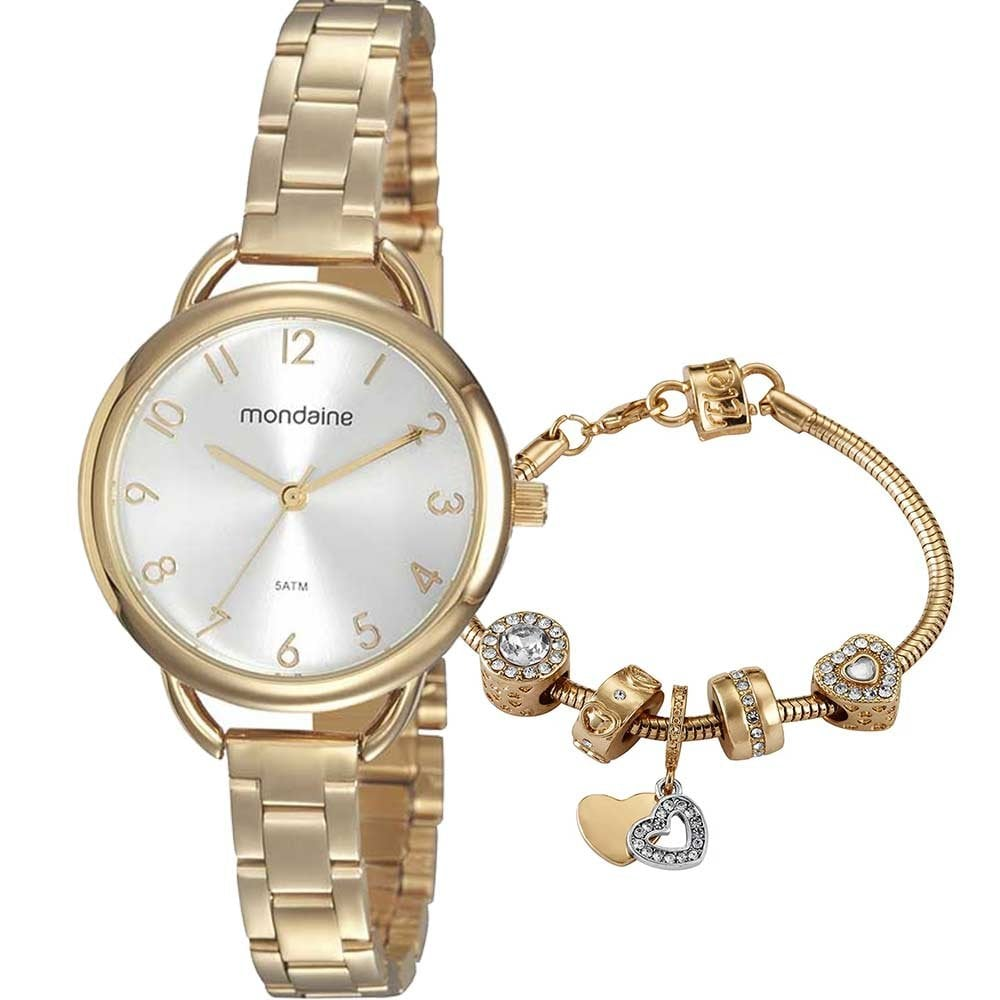 Kit Relógio Mondaine Feminino com Pulseira 32154LPMVDE2K1