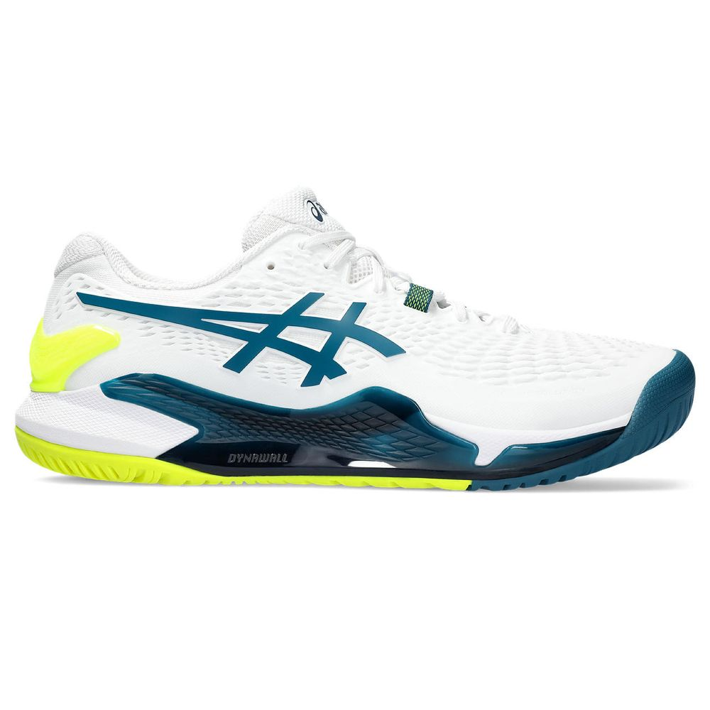 Tênis ASICS GEL-Resolution 9 - Masculino - Branco, Azul e Amarelo