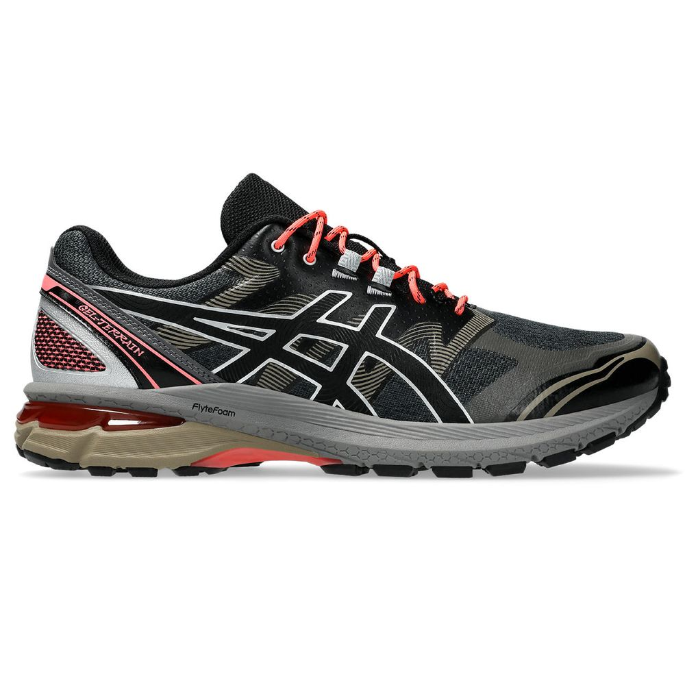 Tênis ASICS GEL-Terrain - Unissex - Cinza com Preto e Vermelho