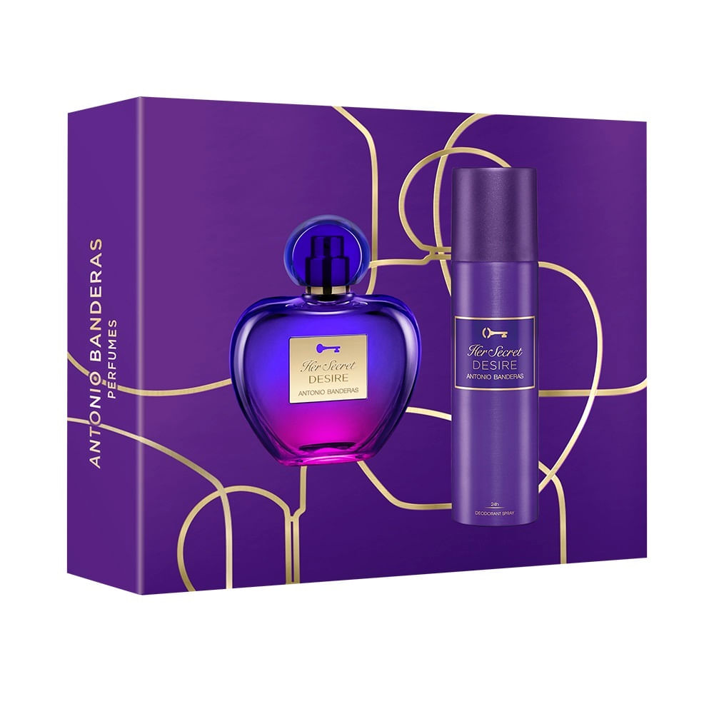 Kit banderas her secret desire eau de toilette 80ml e 24h desodorante spray 150ml