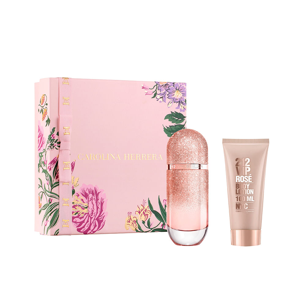 Kit carolina herrera 212 vip rosé elixir eau de parfum elixir 80ml e creme corporal 100ml