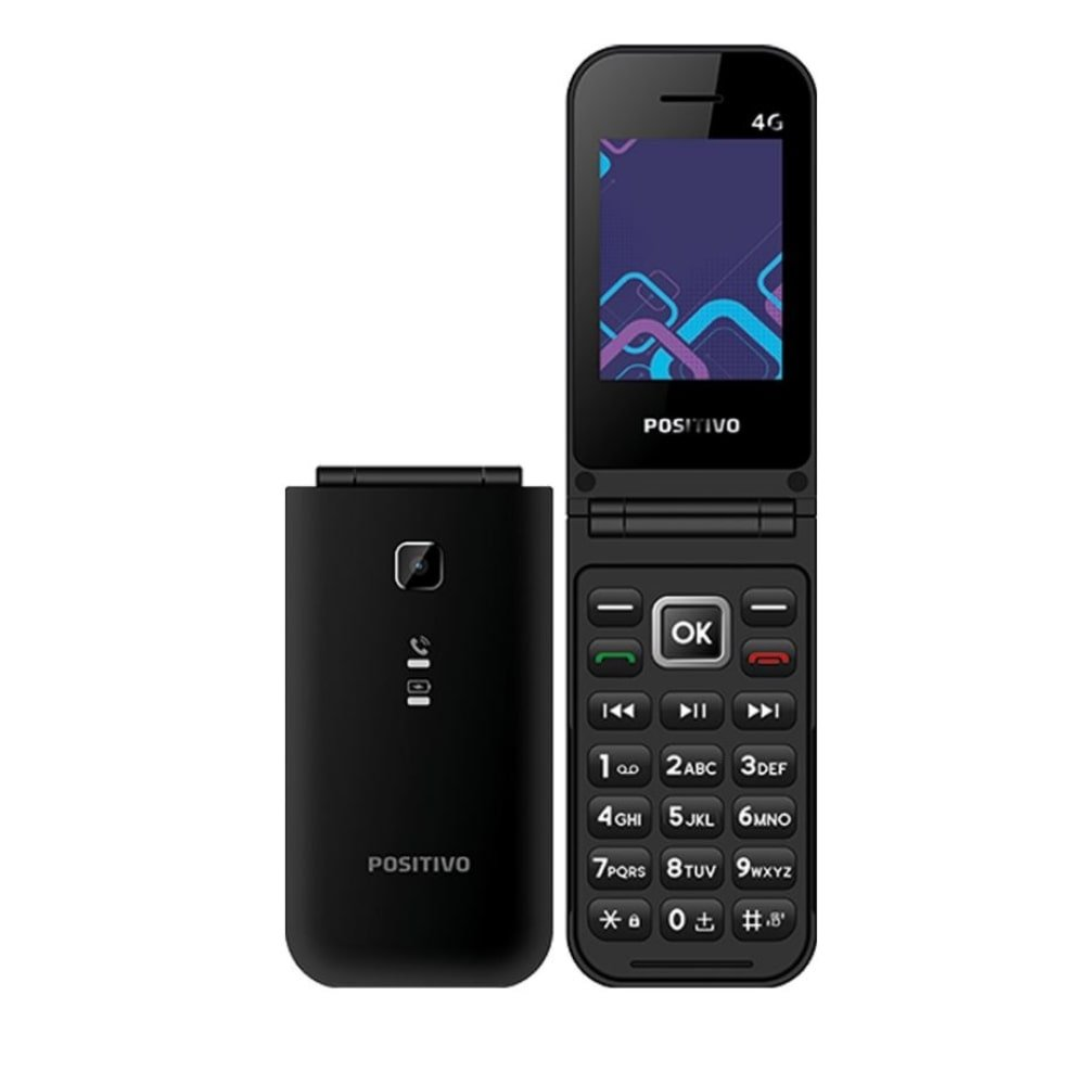 Celular Positivo P51 | Dual Chip, Preto, Tela 2.4", 4G, QVGA, 128MB