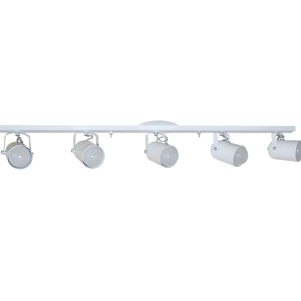 Trilho de 95cm com 05 Spots para 05 lâmpadas padrão E27 - Ideal para Sala, Quarto, Cozinha, Comércio - Bivolt 110v/220v - Branco