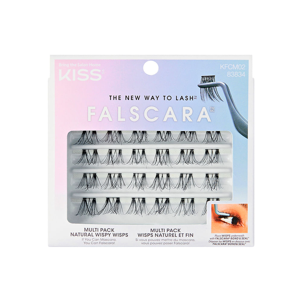 Cílios kiss falscara multipack natural wisps preto